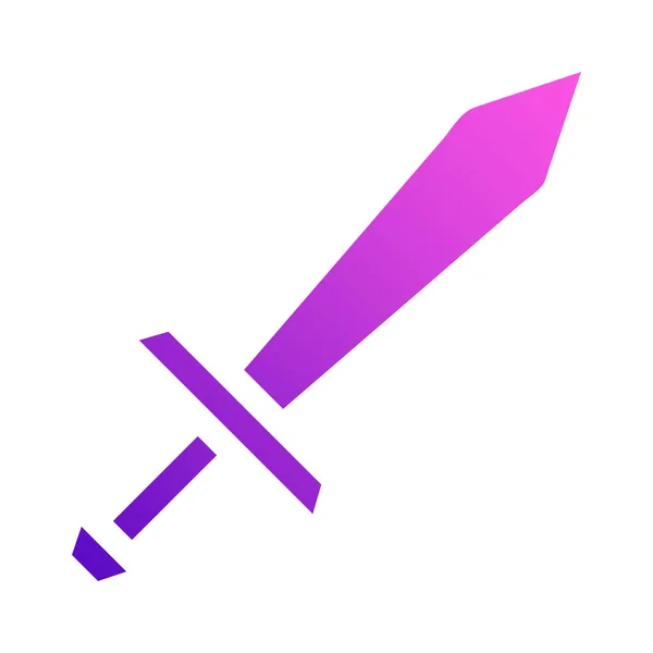 Meč Ikona Pevný Styl Gradient Fialová Růžová Barva Vojenské Ilustrace — Stockový vektor