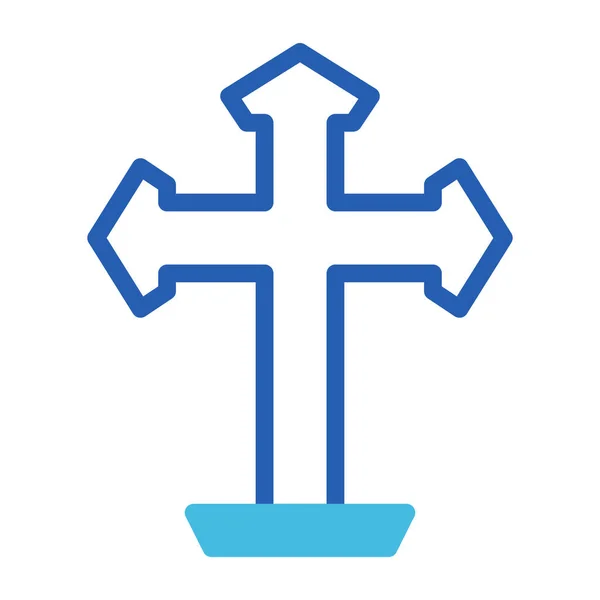 Христианская Икона Дуотон Синий Стиль Пасхальные Иллюстрации Векторный Элемент Символ — стоковый вектор