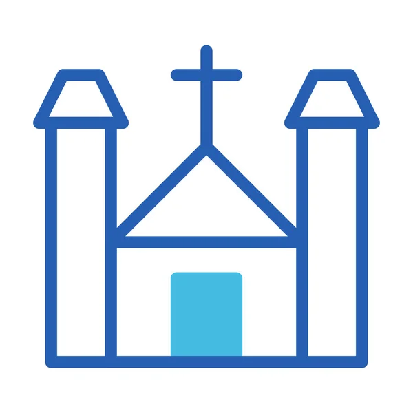Icono Catedral Duotono Azul Estilo Pascua Ilustración Vector Elemento Símbolo — Archivo Imágenes Vectoriales