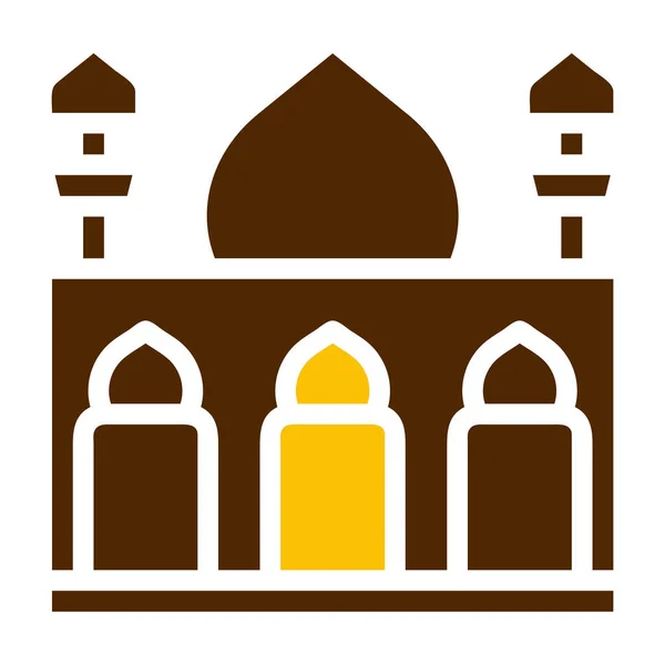 Ikon Masjid Warna Kuning Solid Ramadan Ilustrasi Elemen Vektor Dan - Stok Vektor