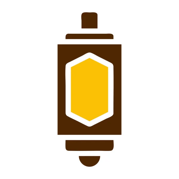 Ícone Lanterna Cor Amarela Marrom Sólida Ramadan Ilustração Elemento Vetorial — Vetor de Stock