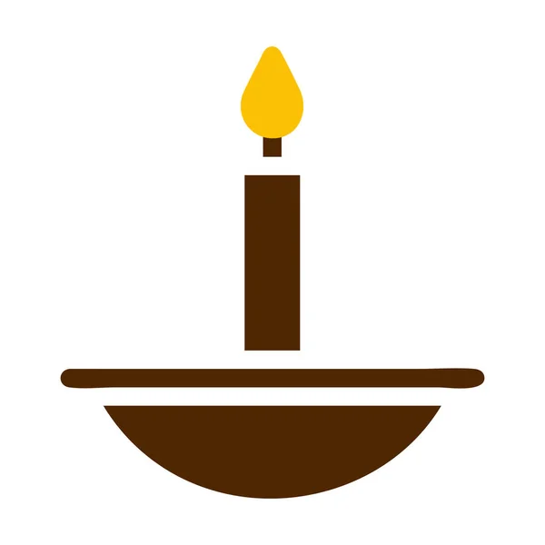 Kerze Symbol Solid Braun Gelb Farbe Ramadan Illustration Vektorelement Und — Stockvektor
