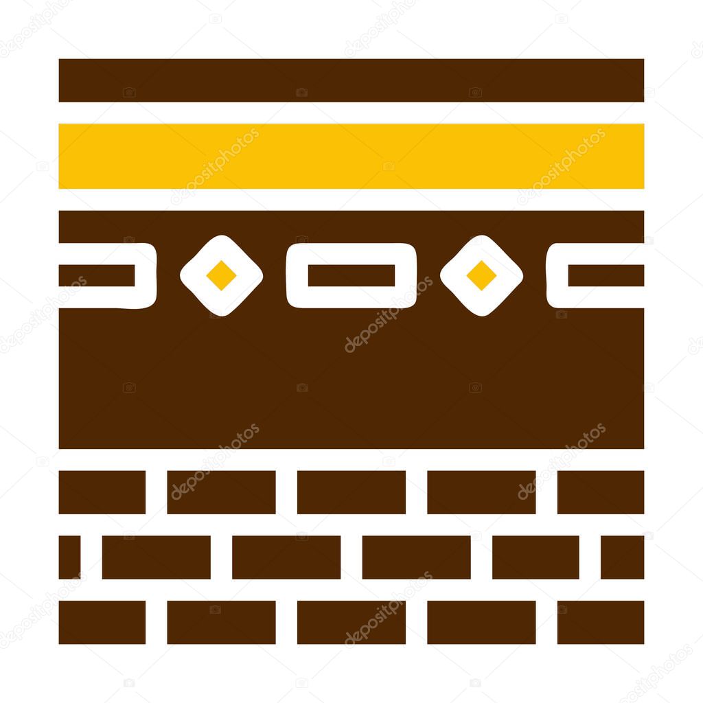 Kaaba icon solid brown yellow colour ramadan illustration vector element and symbol perfect. Icon sign from modern collection for web.