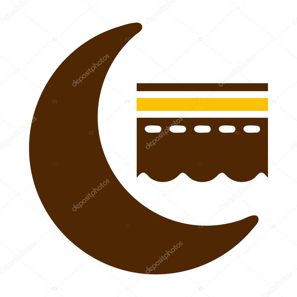 Kaaba icon solid brown yellow colour ramadan illustration vector element and symbol perfect. Icon sign from modern collection for web.