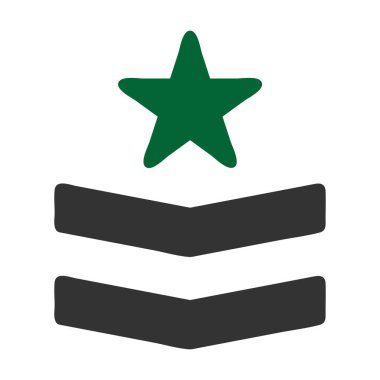 Rozet simgesi. Gri yeşil renkli askeri illüstrasyon vektör ordu unsuru ve sembol mükemmel. Web için modern koleksiyon simgesi.