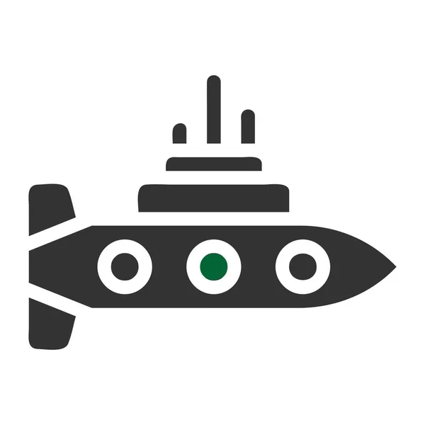 Ubåtsikonen Fast Grå Grön Färg Militär Illustration Vektor Armé Element — Stock vektor