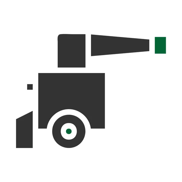 Icona Del Cannone Solido Grigio Verde Illustrazione Militare Elemento Vettoriale — Vettoriale Stock