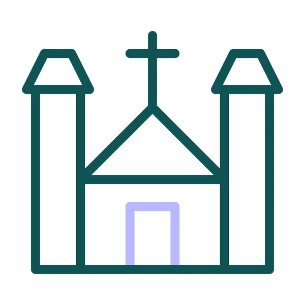 Icono Catedral Duocolor Verde Púrpura Color Pascua Ilustración Vector Elemento — Vector de stock