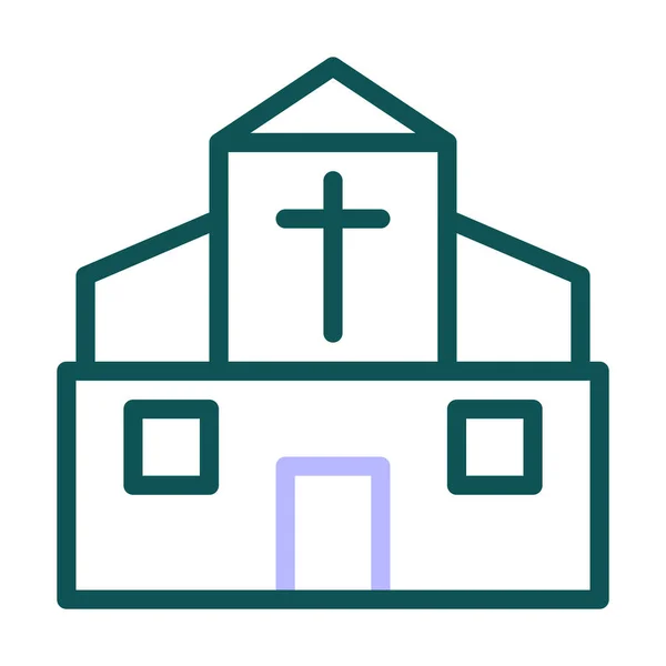 Katedral Simgesi Duocolor Yeşil Mor Paskalya Illüstrasyon Vektör Elemanı Sembol — Stok Vektör
