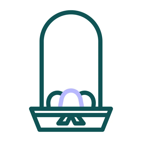 バスケット卵アイコン二色緑紫色イースターイラストベクトル要素とシンボル完璧です ウェブのための現代的なコレクションからのアイコンサイン — ストックベクタ