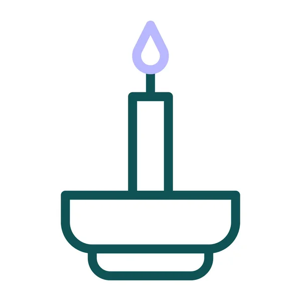 Kerze Symbol Duocolor Grün Lila Farbe Ostern Illustration Vektorelement Und — Stockvektor