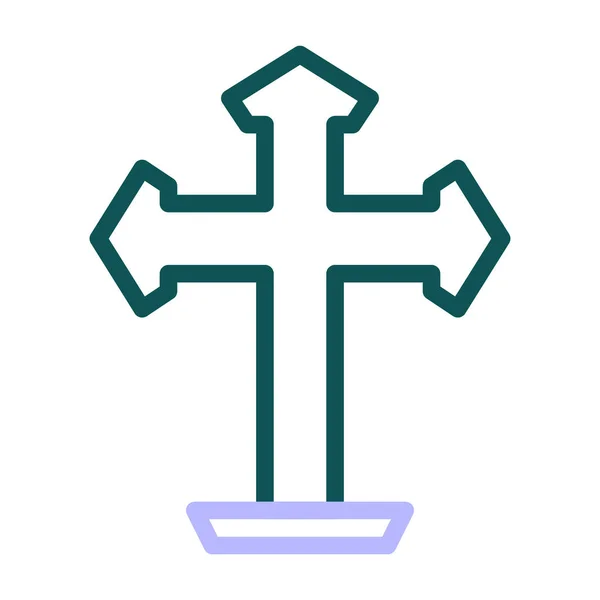 基督教图标双色绿色紫色东方插图矢量元素和符号完美 网络现代收藏品的图标 — 图库矢量图片