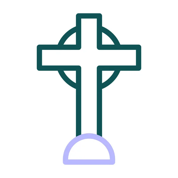 基督教图标双色绿色紫色东方插图矢量元素和符号完美 网络现代收藏品的图标 — 图库矢量图片