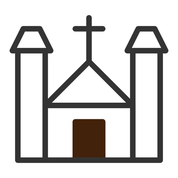 Katedral Ikonu Duotone Gri Kahverengi Renk Paskalya Illüstrasyon Vektör Elemanı — Stok Vektör