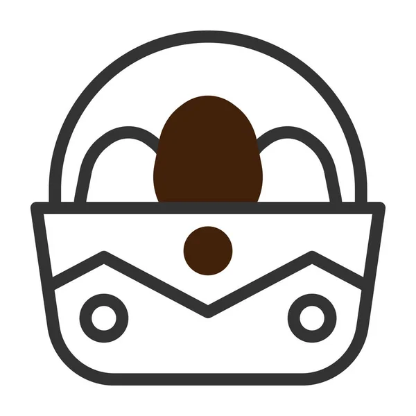 Basket Egg Icon Duotone Grey Brown Colour Easter Illustration Vector — Stock Vector