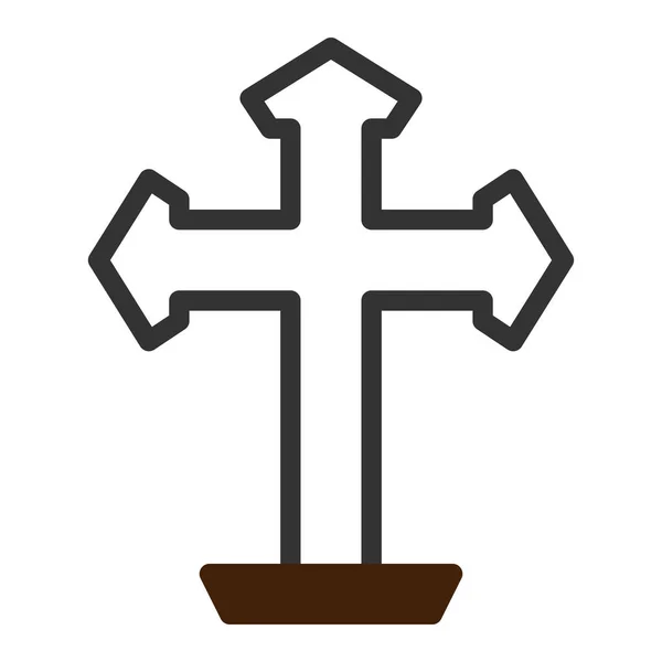 基督教图标双色灰棕色东方插图矢量元素和符号完美 网络现代收藏品的图标 — 图库矢量图片