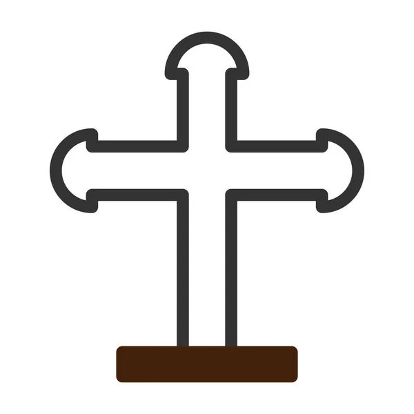 基督教图标双色灰棕色东方插图矢量元素和符号完美 网络现代收藏品的图标 — 图库矢量图片
