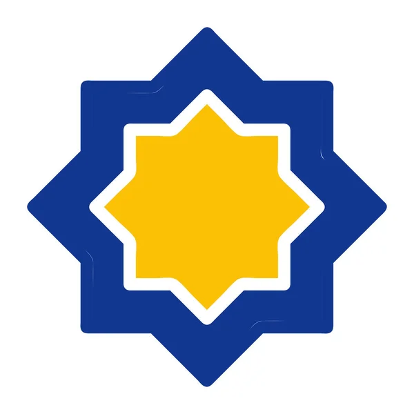 Ícone Decoração Azul Sólido Cor Amarela Ramadan Ilustração Elemento Vetorial —  Vetores de Stock