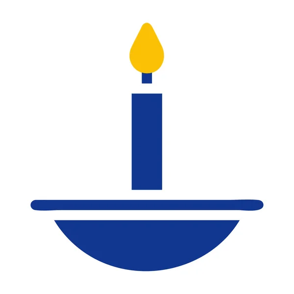 Kerze Symbol Einfarbig Blau Gelb Farbe Ramadan Illustration Vektorelement Und — Stockvektor