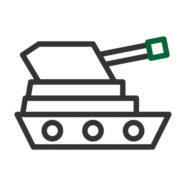Иконка Танка Двенадцатицветный Серо Зеленый Цвет Военная Иллюстрация Векторный Армейский — стоковый вектор