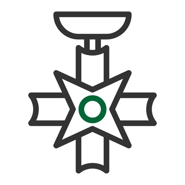 Medal Ikona Duocolor Szary Zielony Kolor Wojskowy Ilustracja Wektor Wojskowy — Wektor stockowy