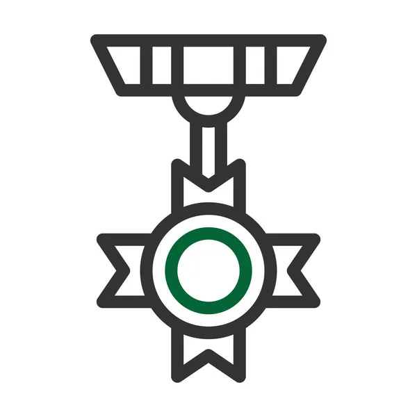 Medalla Icono Duocolor Gris Verde Color Militar Ilustración Vector Ejército — Vector de stock