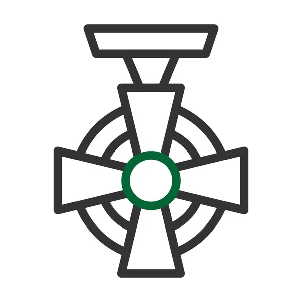 Medal Ikona Duocolor Szary Zielony Kolor Wojskowy Ilustracja Wektor Wojskowy — Wektor stockowy