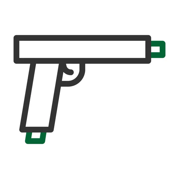 Pistolet Ikona Duocolor Szary Zielony Kolor Wojskowy Ilustracja Wektor Element — Wektor stockowy