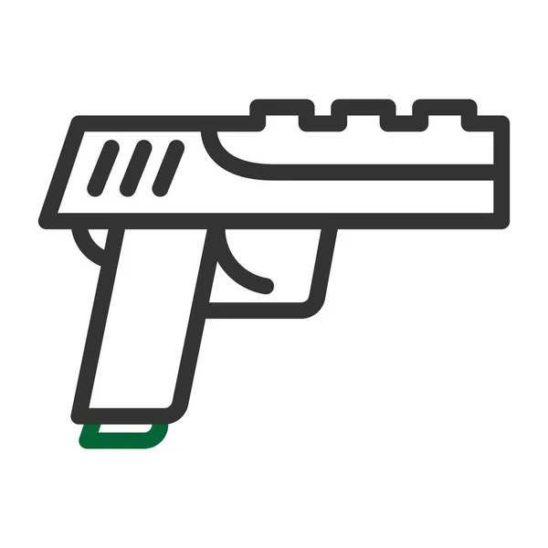 Pistol Ikon Duocolor Grå Grön Färg Militär Illustration Vektor Armé — Stock vektor