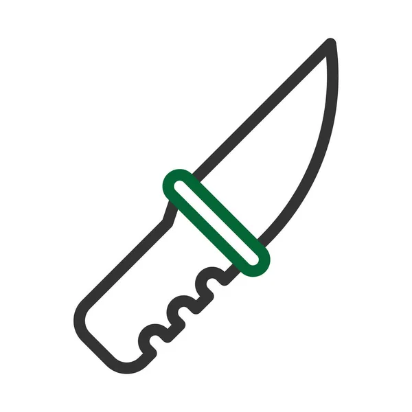 Knife Icon Duocolor Grey Green Colour Military Illustration Vector Army — Stock Vector