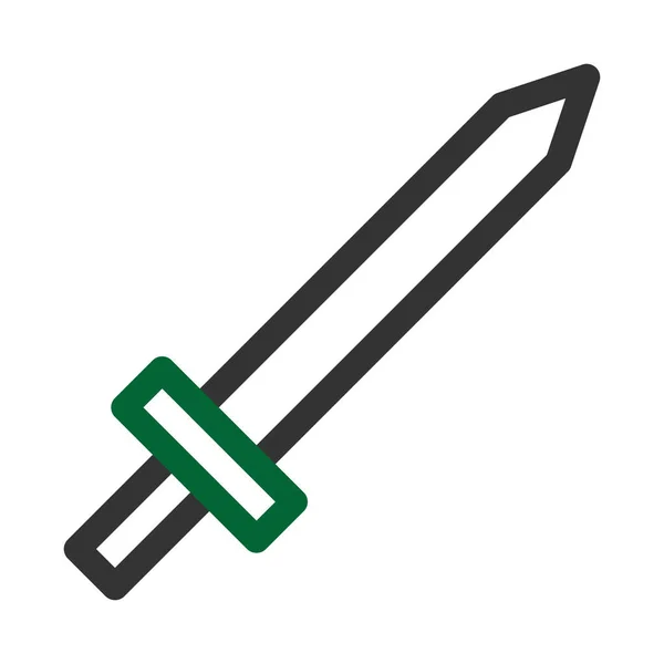 Épée Icône Duocolor Gris Vert Couleur Illustration Militaire Vecteur Armée — Image vectorielle