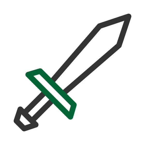 Miecz Ikona Duocolor Szary Zielony Kolor Wojskowy Ilustracja Wektor Wojskowy — Wektor stockowy