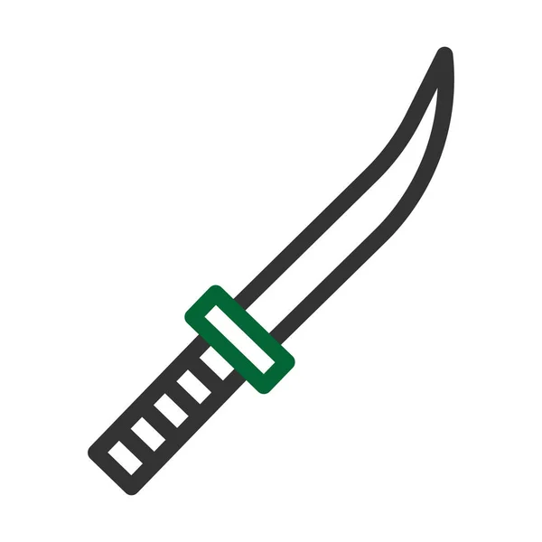Ícone Espada Duocolor Cinza Verde Cor Militar Ilustração Vetor Elemento — Vetor de Stock