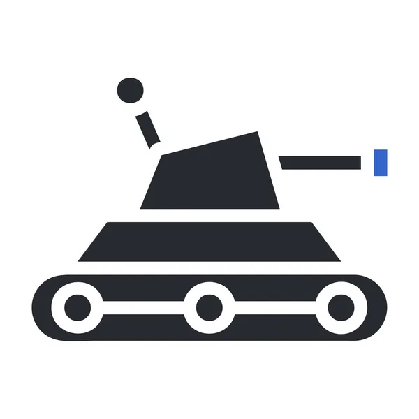Ícone Tanque Sólido Cinza Azul Cor Militar Ilustração Vetor Elemento —  Vetores de Stock