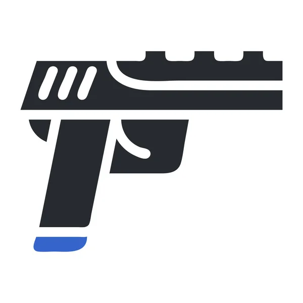 Ikona Pistoletu Solidny Szary Niebieski Kolor Wojskowy Ilustracja Wektor Element — Wektor stockowy
