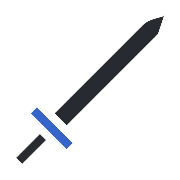 Espada Icono Sólido Gris Azul Ilustración Militar Vector Ejército Elemento — Vector de stock