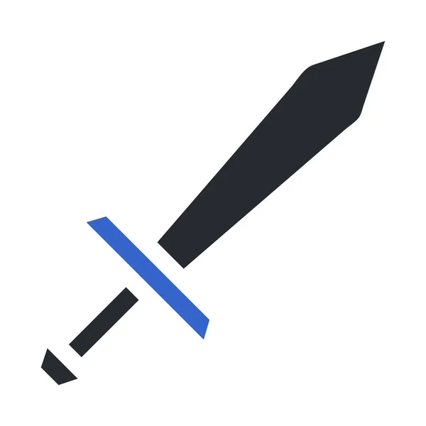 Espada Icono Sólido Gris Azul Ilustración Militar Vector Ejército Elemento — Vector de stock