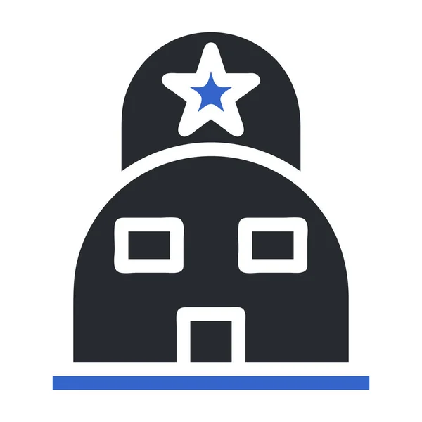 Ikona Namiotu Solidny Szary Niebieski Kolor Militarny Ilustracja Wektor Element — Wektor stockowy
