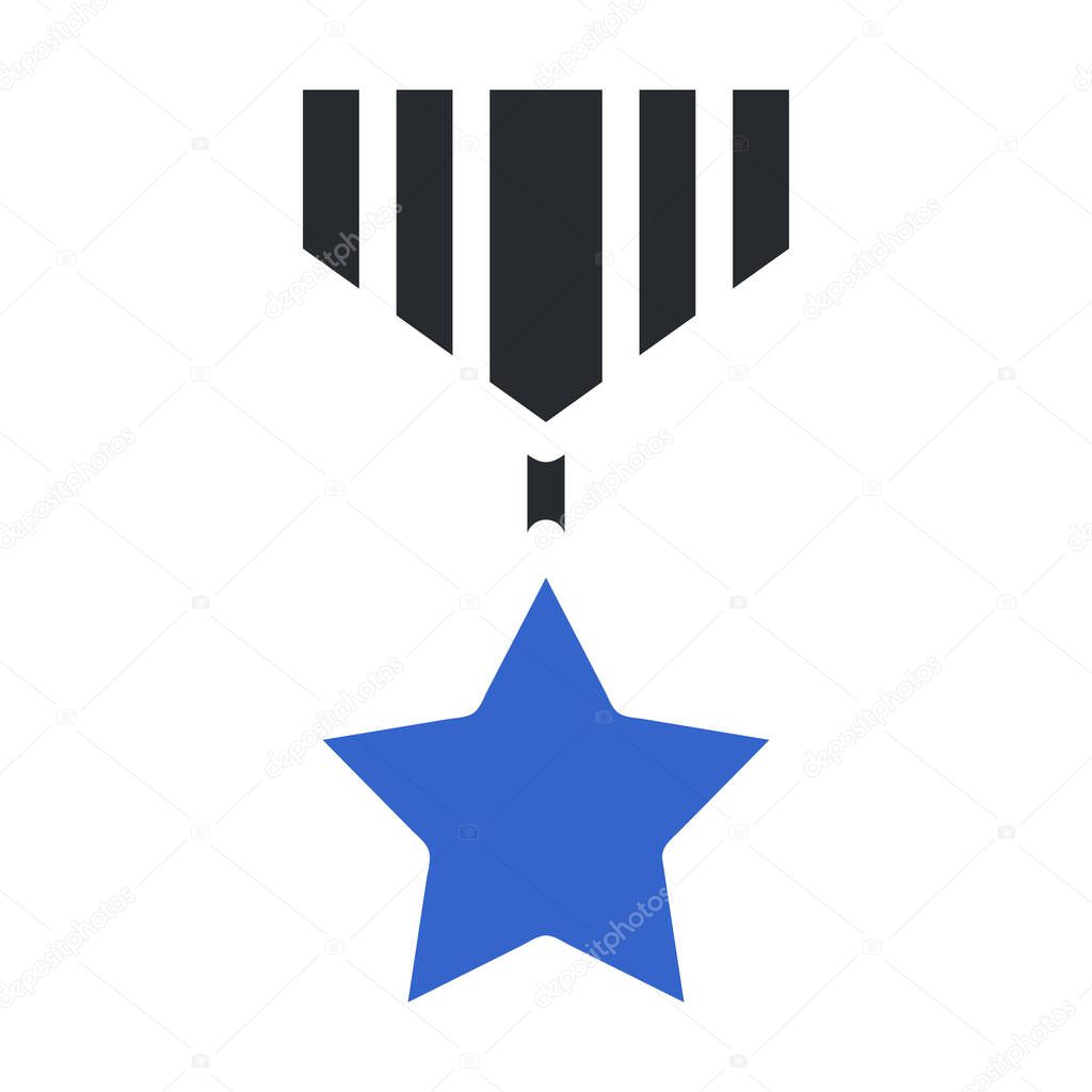 Medal icon solid grey blue colour military illustration vector army element and symbol perfect. Icon sign from modern collection for web.