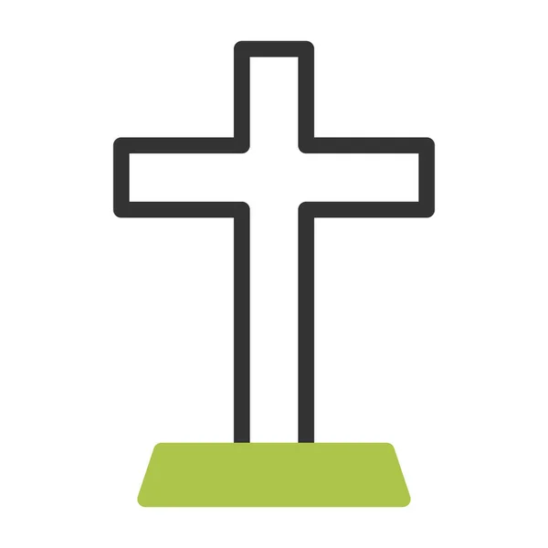 Salib Icon Duotone Grey Green Colour Easter Illustration Vector Element — Stock Vector