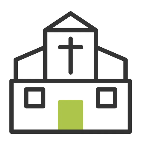 Katedral Ikonu Duoton Gri Yeşil Renk Paskalya Illüstrasyon Vektör Elemanı — Stok Vektör
