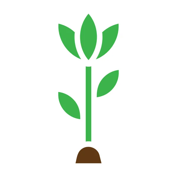 Icône Fleur Unie Vert Brun Couleur Pâques Illustration Élément Vectoriel — Image vectorielle