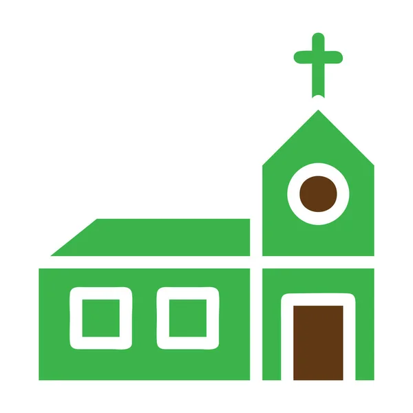 Katedral Simgesi Katı Yeşil Kahverengi Paskalya Çizimi Vektör Elemanı Sembol — Stok Vektör