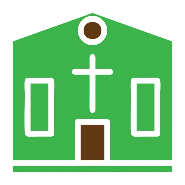 Ikona Katedrály Plná Zelená Hnědá Barva Velikonoční Ilustrační Vektorový Prvek — Stockový vektor