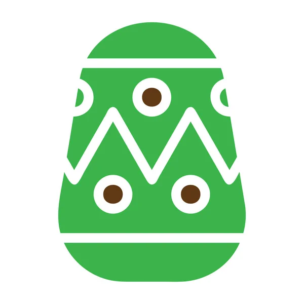 Huevo Icono Verde Sólido Color Marrón Pascua Ilustración Vector Elemento — Vector de stock