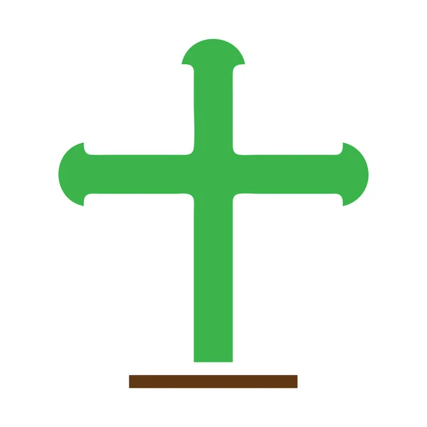 Salib Εικονίδιο Στερεό Πράσινο Καφέ Χρώμα Easter Εικονογράφηση Διάνυσμα Στοιχείο — Διανυσματικό Αρχείο