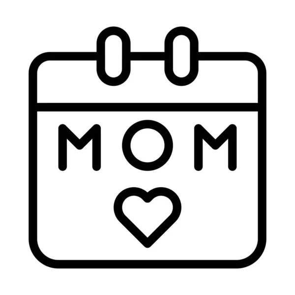 Kalender Mutter Symbol Umreißen Schwarze Farbe Muttertag Illustration Vektorelement Und — Stockvektor
