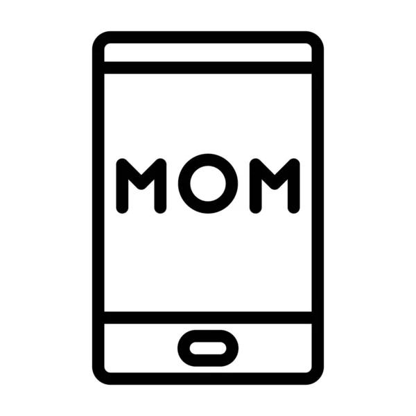 Telefono Mamma Icona Contorno Nero Colore Madre Giorno Illustrazione Vettore — Vettoriale Stock