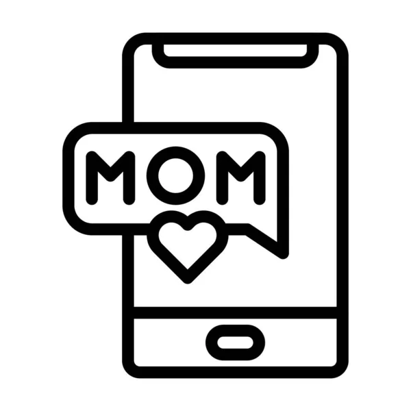 Telefon Anne Simgesi Anahatları Siyah Renk Anneler Günü Illüstrasyon Vektör — Stok Vektör