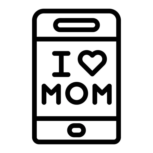 携帯電話のアイコンは黒の色の母の日のイラストベクトル要素とシンボル完璧なアウトライン — ストックベクタ